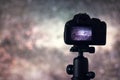 Long exposure photography. Astronomy Astrophotography. Space Royalty Free Stock Photo