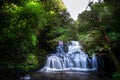 Long Exposure photography. Beautiful waterfall in the rainforest with green nature. Purakaunui Falls, The Catlins, New Zealand. Royalty Free Stock Photo