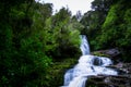 Long Exposure photography. Beautiful waterfall in the rainforest with green nature. Purakaunui Falls, The Catlins, New Zealand. Royalty Free Stock Photo