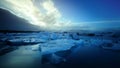 Long Exposure photography of blue iceberg floating in Jokulsalon lagoon,Iceland