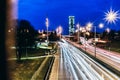 Long exposure photography of a busy traffic at night in munich