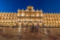 Long exposure photography of Plaza Mayor, main square, In Salamanca night. Community of Castile and LeÃÂ³n, Spain. City Declared a