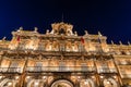 Long exposure photography of Plaza Mayor, main square, In Salamanca night. Community of Castile and LeÃÂ³n, Spain. City Declared a