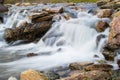 Long exposure picture of small waterfalls between boulders making a brook in Snowdonia, Wales