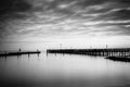 Long exposure of a pier in the Chesapeake Bay, in North Beach, M