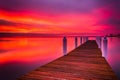 Long exposure of a pier at sunset, on the Chesapeake Bay in Kent