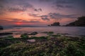 Long exposure of Pura Tanah Lot Temple at sunset Royalty Free Stock Photo