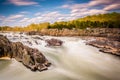 Long exposure of rapids in the Potomac River at Great Falls Park Royalty Free Stock Photo