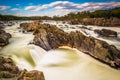 Long exposure of rapids in the Potomac River at Great Falls Park Royalty Free Stock Photo