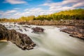 Long exposure of rapids in the Potomac River at Great Falls Park Royalty Free Stock Photo