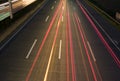 Traffic at night: Light Trails on a Motorway - abstract background Royalty Free Stock Photo