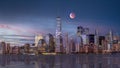 Long exposure Red Moon over Manhattan Royalty Free Stock Photo