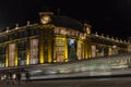 Long exposure running tram a night Royalty Free Stock Photo