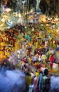 Long exposure scene of the crowd inside Batu Cave temple during Thaipusam festival