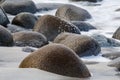 Long exposure of sea and stones on the beach