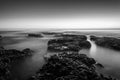 Long exposure seascape in black and white. Nature composition. Royalty Free Stock Photo