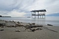 Long Exposure Seascape at old wooden hut