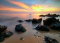 Long exposure of seascape - sunset view Royalty Free Stock Photo