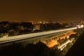 Long exposure shot of Bengaluru Metro train moving on the bridge new Mysore road Bengaluru, India