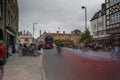 long exposure shot of cambridge street with a bus