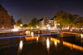 Long exposure shot of canal side dutch architecture Royalty Free Stock Photo