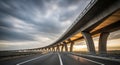 Curved elevated highway overpass with dramatic cloudy sky at sunset elevated road curved road Royalty Free Stock Photo