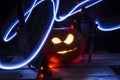 Illuminated Carved Halloween Pumpkin Display Royalty Free Stock Photo