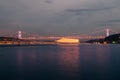 Long exposure shot of Fatih Sultan Mehmet Bridge Royalty Free Stock Photo