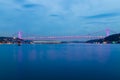 Long exposure shot of Fatih Sultan Mehmet Bridge Royalty Free Stock Photo