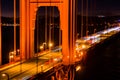 Golden Gate Bridge at night with car trails. Royalty Free Stock Photo