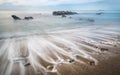 Long exposure shot of Ionian sea vail on the beach of Giardini Naxos, Sicily, Italy Royalty Free Stock Photo