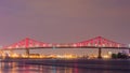 Long exposure shot of Jacques Cartier Bridge Illumination in Montreal, Quebec, Canada Royalty Free Stock Photo