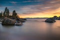 Long exposure shot of Lake Tahoe at sunset in the USA. Royalty Free Stock Photo