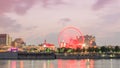 Long exposure shot - Night City View on the old Port of Montreal, Quebec, Canada Royalty Free Stock Photo