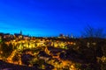 Scenic view of old part of Luxembourg city, Grund, at night