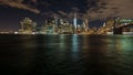 Long exposure shot of the night skyline of manhatten Royalty Free Stock Photo