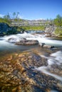 Long exposure shot of river in north Sweden on sunny day