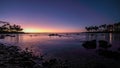 Long exposure shot of a scenic sunset over Waiulua bay, Big Island, Hawaii. Royalty Free Stock Photo