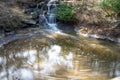 Long exposure shot of a swirling pool of water.