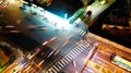 Long exposure shot of the Taipei streets with driving cars at night