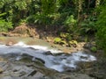 Long exposure shot of the water flows through the rocks Royalty Free Stock Photo