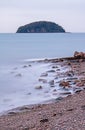 Long Exposure Of Spencer`s Island And Rocky Shoreline