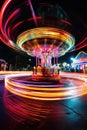 long exposure of spinning carnival lights