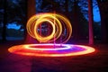 long exposure of spinning rainbow-colored led lights Royalty Free Stock Photo