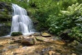 Long exposure summer waterfall in forest