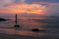 Long exposure of sunset at Ba Keo beach at twilight, Phu Quoc Island, Vietnam