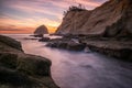 Long Exposure Sunset at Cape Kiwanda on the Oregon Coast Royalty Free Stock Photo