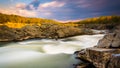 Long exposure at sunset of rapids at Great Falls Park, Virginia. Royalty Free Stock Photo