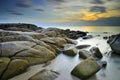 Long Exposure of Sunset at the sea,Larn hin khao Royalty Free Stock Photo