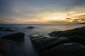 Long Exposure of Sunset at the sea,Larn hin khao , Thailand Royalty Free Stock Photo